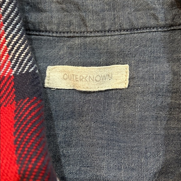 Outerknown Red and Blue Plaid Button-Down Blanket Shirt XS/S - Picture 5 of 11